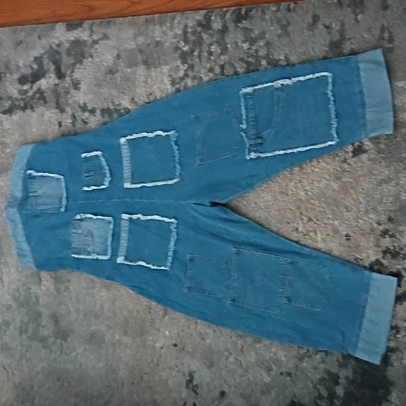 Women's Cargo Denim Bandeau Jumpsuit - Picture 3 of 10